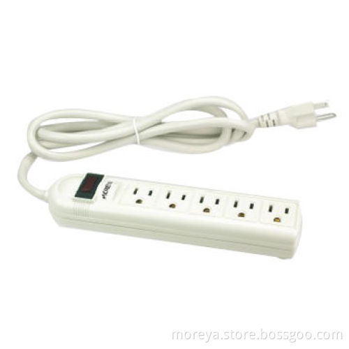 Power strip of American standard, with 5 socket outlets, extension cord, overload protection